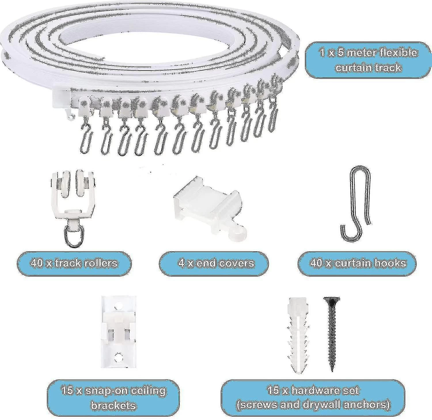 5 Meters Bendable Ceiling Curved Curtain Track Flexible Ceiling Curtain