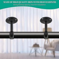Holder For Curtain Rod, Ceiling Bracket, Pack Of 2, Black