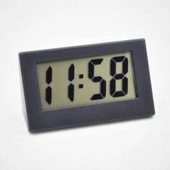 White Digital Clock, Small Clock, Mini, Usable As Car Clock Or Table Clock, 5.6 X 3 Cm, Rubber Coated