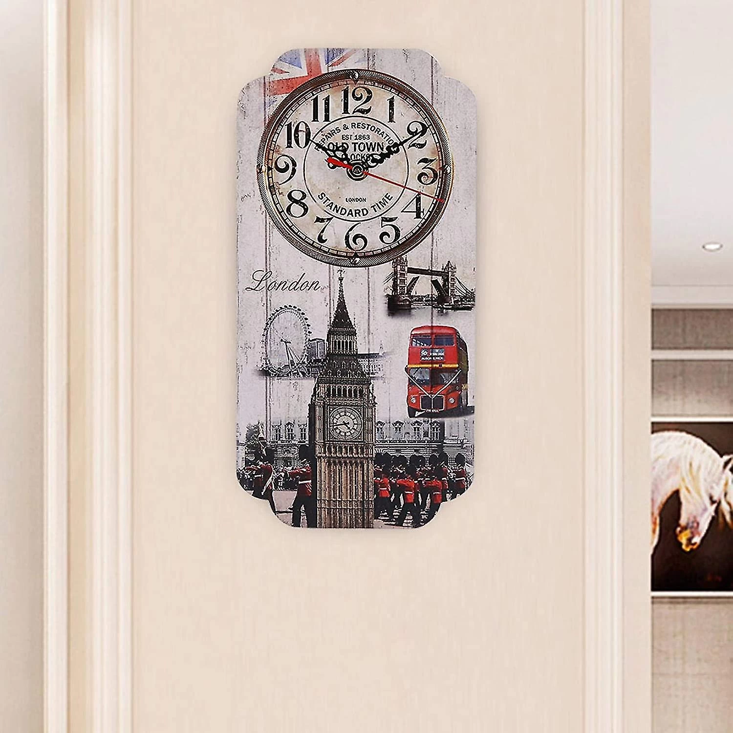 European Retro Rectangular Home Living Room Decoration Wall Clock Bar Decoration Clock For Home Office Bedroom Gift 1pc - Image 3