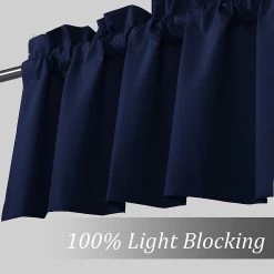 Blackout Valance Curtains Waterproof Soft Rod Pocket Valance For Kitchen And Bathroom Window Room Darkening Valances For Bedroom, 2 Panels, 52 Inch X