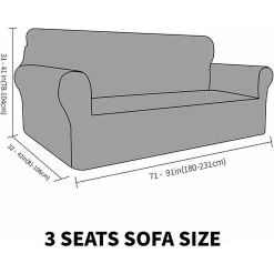 KINCJON Super Stretchy Thick Velvet Sofa Cover For Dogs Cat Pet Friendly 1-Piece Elastic Furniture Protector Plush (3 Seater, Gray)