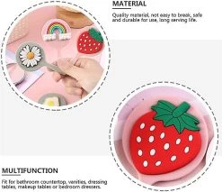 Lovely Mini Strawberry Creative Dress Girls Girl Mirror Rubber Cosmetic Portable Barber Type For Cartoon Makeup Vanity Men Hand Pink Outdoor Travel Ha
