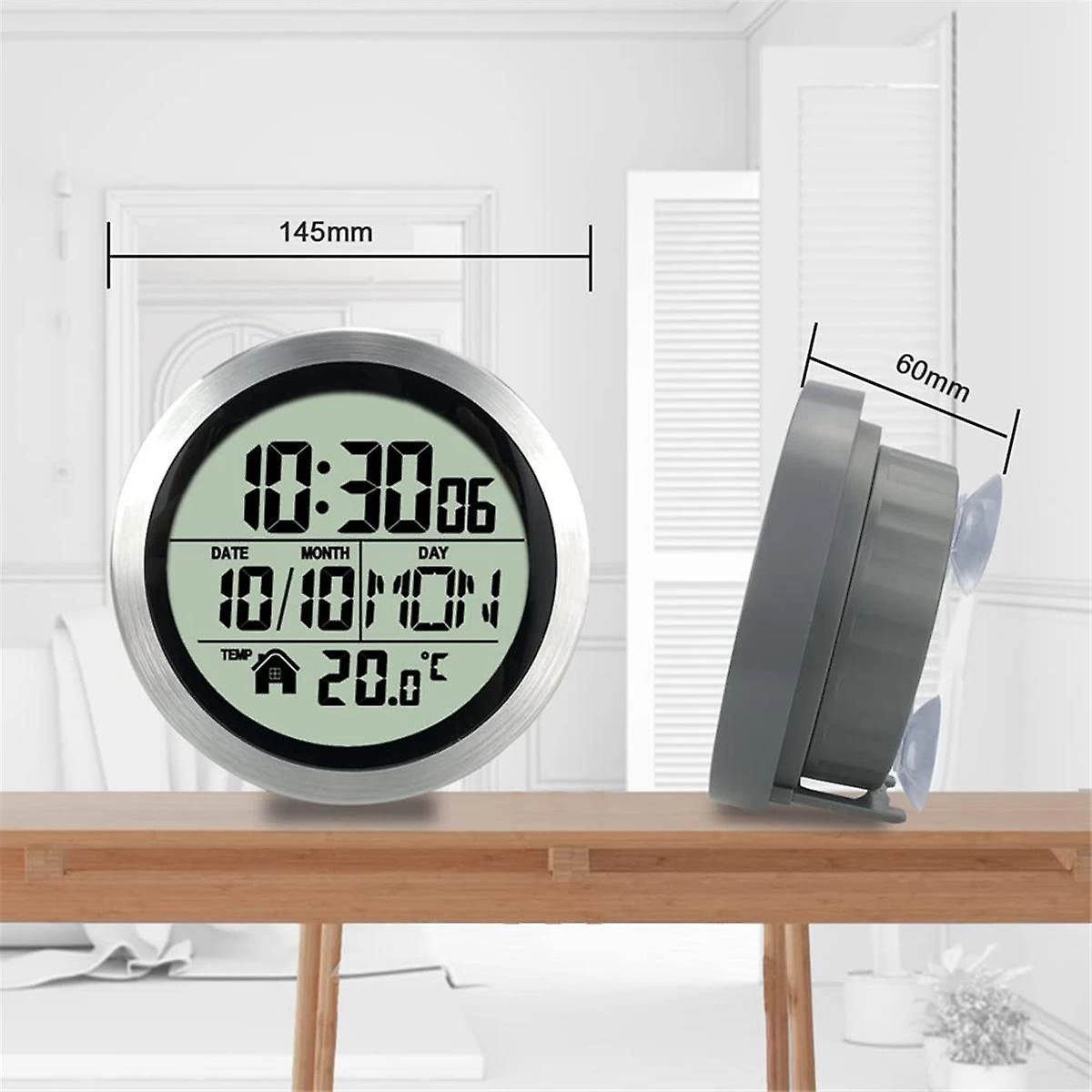Digital Shower Clock Waterproof, Bathroom Timer Clock, Digital Kitchen Wall Clock, No Punching Suct - Image 2