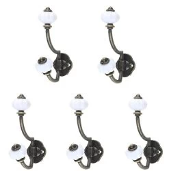 Retro Bronze Ceramic Coat Hooks, Pack Of 5 Pastoral Style Wall Hooks Hat Hooks Door Hooks