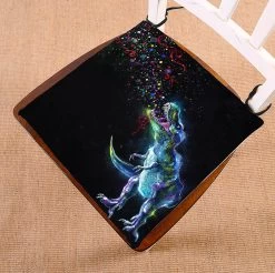 Dinosaurs Rainbow Circles Space Seat Cushion Chair Cushion Floor Cushion Twin Sides 40x40 Cm