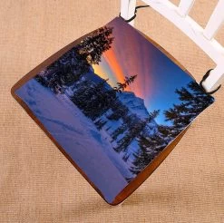Colorado Mountains Trees Winter Snowy Scenery Seat Cushion Chair Cushion Floor Cushion Twin Sides 50x50 Cm