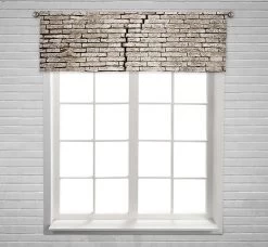 Cracked Brick Wall Window Curtain Valance Rod Pocket 45x130 Cm