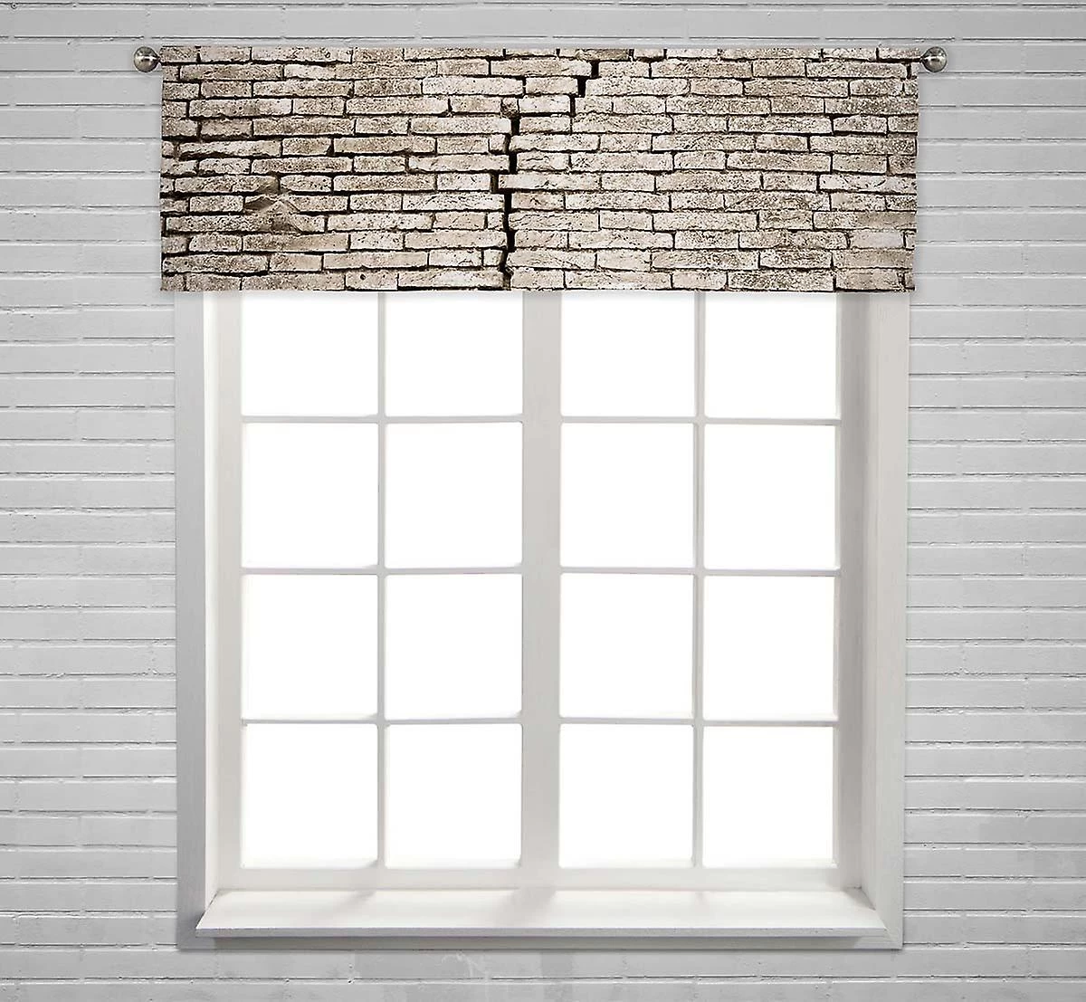 Cracked Brick Wall Window Curtain Valance Rod Pocket 45x130 Cm