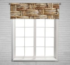Woven Rattan With Natural Patterns Window Curtain Valance Rod Pocket 45x130 Cm