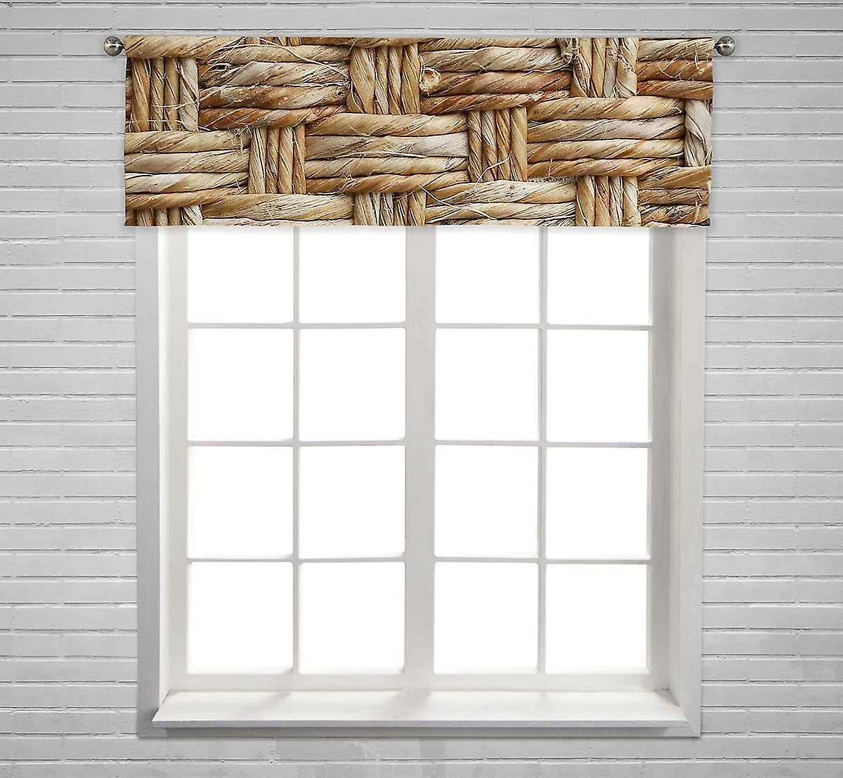 Woven Rattan With Natural Patterns Window Curtain Valance Rod Pocket 45x130 Cm