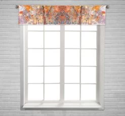 Sunlight Breaks Autumn Leaves Trees Winter Window Curtain Valance Rod Pocket 30x130 Cm