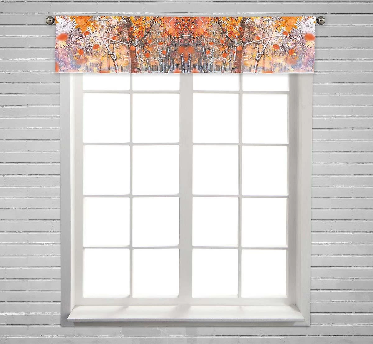 Sunlight Breaks Autumn Leaves Trees Winter Window Curtain Valance Rod Pocket 30x130 Cm