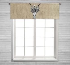 Tribal Design Tattoo Ornament Window Curtain Valance Rod Pocket 45x130 Cm