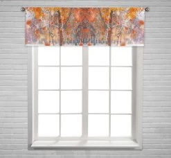 Sunlight Breaks Autumn Leaves Trees Winter Window Curtain Valance Rod Pocket 45x130 Cm