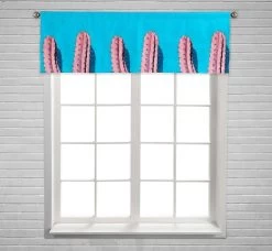 Pink Cactus Contemporary Art Minimal Design Window Curtain Valance Rod Pocket 45x130 Cm