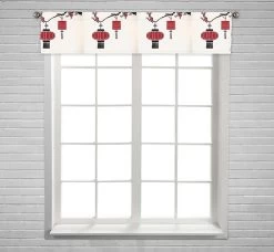 Lantern Hang Cherry Tree Window Curtain Valance Rod Pocket 30x130 Cm