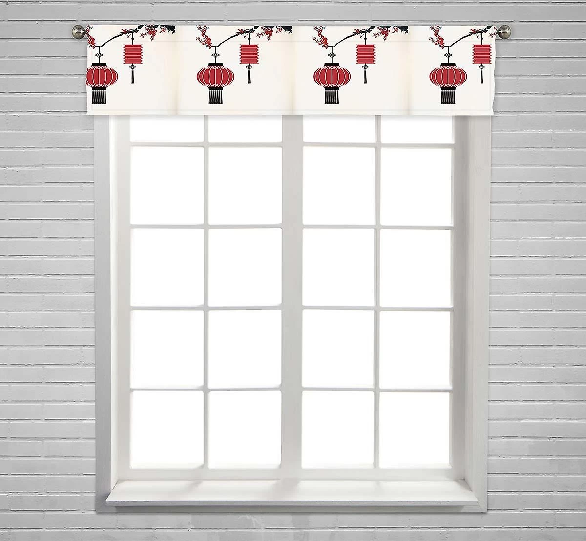 Lantern Hang Cherry Tree Window Curtain Valance Rod Pocket 30x130 Cm