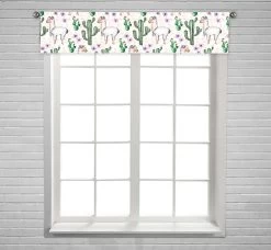 Texture Cactus Plants Flowers Window Curtain Valance Rod Pocket 30x130 Cm