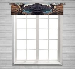 Dinosaurs Model Mountain Rock Window Curtain Valance Rod Pocket 30x130 Cm