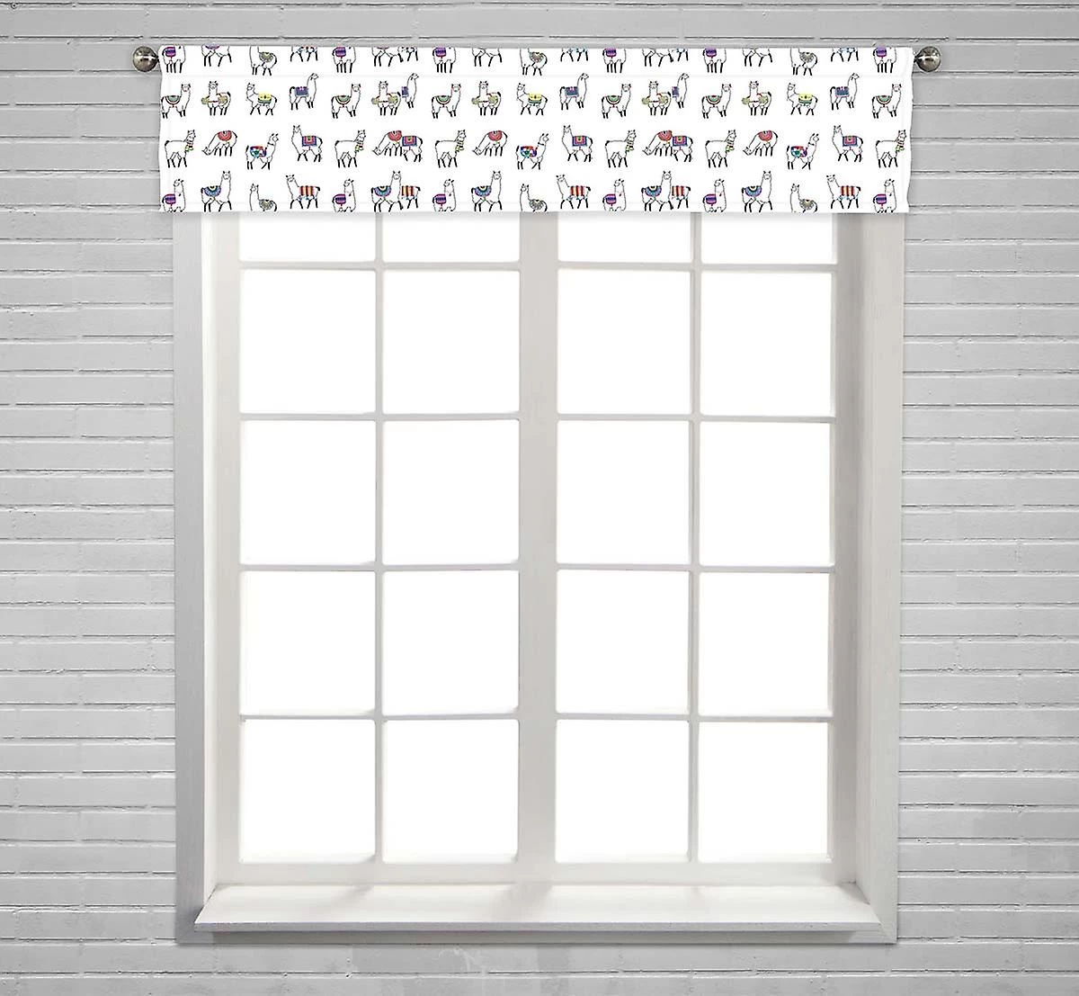 Lama Animal Pattern Window Curtain Valance Rod Pocket 30x130 Cm