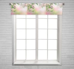 Spring Blossoming Apple Tree Branches Flying Petals Window Curtain Valance Rod Pocket 30x130 Cm