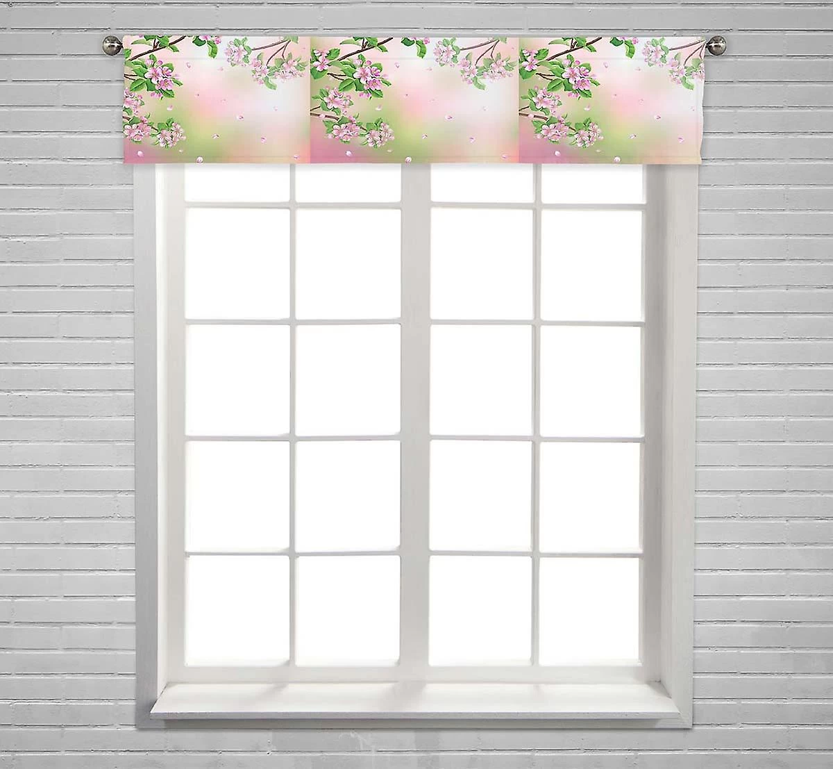 Spring Blossoming Apple Tree Branches Flying Petals Window Curtain Valance Rod Pocket 30x130 Cm