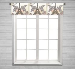 Vintage Card With Eiffel Tower Window Curtain Valance Rod Pocket 30x130 Cm