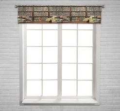Books Table Blurred Bookshelf Books Library Window Curtain Valance Rod Pocket 30x130 Cm