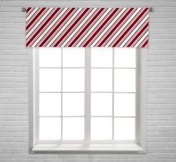 White Diagonal Stripes Window Curtain Valance Rod Pocket 45x130 Cm