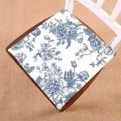 Blue Flowers Peonies Roses Sweet Peas Bell Chair Pads Chair Mat Seat Cushion Chair Cushion Floor Cushion 45x45 Cm