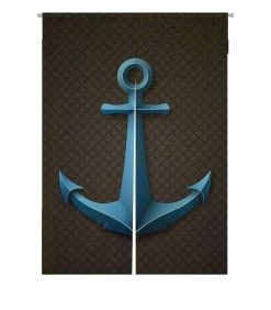 Anchor Icon Black Textured Door Curtain Window Cover Home Decor Hanging Curtain 85x120 Cm