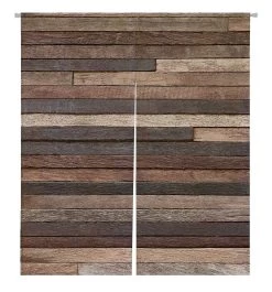 Wood Plank Wall Door Curtain Window Cover Home Decor Hanging Curtain 105x120 Cm