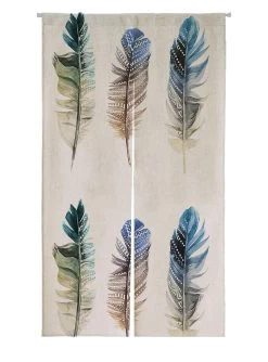 Feathers With Ornaments On White Door Curtain Window Cover Home Decor Hanging Curtain 85x150 Cm
