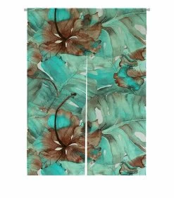 Flowers Leaves Hibiscus Hawaiian Tropical Palms Door Curtain Window Cover Home Decor Hanging Curtain 85x120 Cm