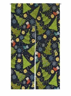 Christmas Tree Snowflake Chicken Winter Holidays Door Curtain Window Cover Home Decor Hanging Curtain 85x150 Cm