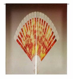 Colorful Hand Fan Gray 3d Door Curtain Window Cover Home Decor Hanging Curtain 105x120 Cm