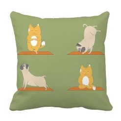 Yoga Pugs Cats Cartoon Funny Animals Bed Decor Pillow Cases Zippered Cushion Cover 50x50 Cm