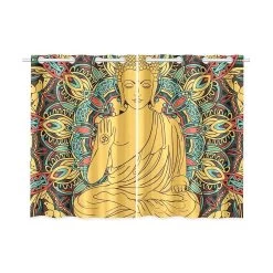 Buddah Buddhism Buddhist Zen Art Window Treatment Panel Curtains Window Curtain Kitchen Curtain Two Piece 65x90 Cm A--19489