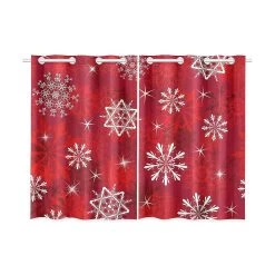 Snowflakes Blackout Window Curtain Kitchen Curtain 65x90 Cm 2 Panels A--35170