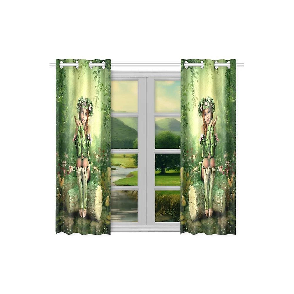 Forest Girl Blackout Window Curtain Kitchen Curtain 65x90 Cm 2 Panels - Image 2