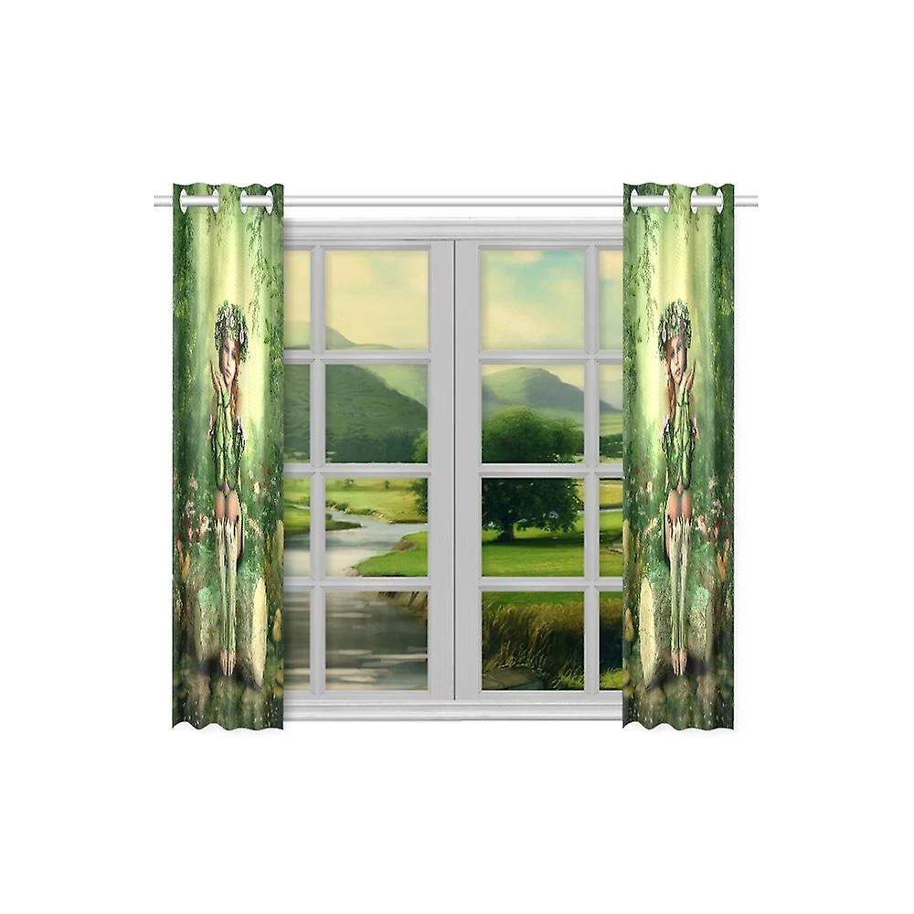 Forest Girl Blackout Window Curtain Kitchen Curtain 65x90 Cm 2 Panels