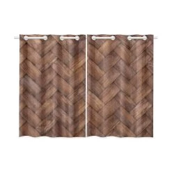 Brown Wooden Rattan Blackout Window Curtain Kitchen Curtain 65x90 Cm 2 Panels