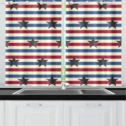 American Stars Stripes Window Curtains Kitchen Curtain Room Bedroom Drapes Curtains 65x90 Cm 2 Piece A--32535