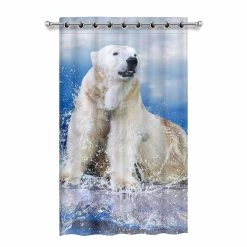 White Polar Bear Blackout Window Curtain Drapes Bedroom Living Room Kitchen Curtains 130x210 Cm A--32558
