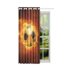 Soccer Ball Thermal Insulated Blackout Window Curtain Kitchen Curtain 130x210 Cm