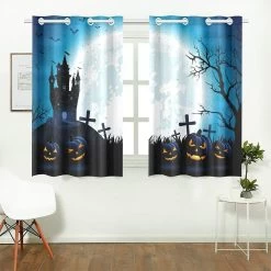 Halloween Pumpkin Window Curtains Kitchen Curtain Room Bedroom Drapes Curtains 65x90 Cm 2 Piece A--33839