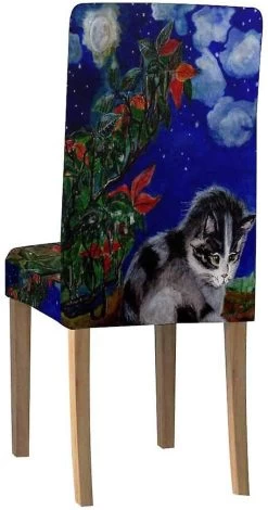 Vintage Greeting Card With Fluffy Kitten Stretch Chair Cover Protector Seat Slipcover For Dining Room Hotel Wedding Party Set Of 1