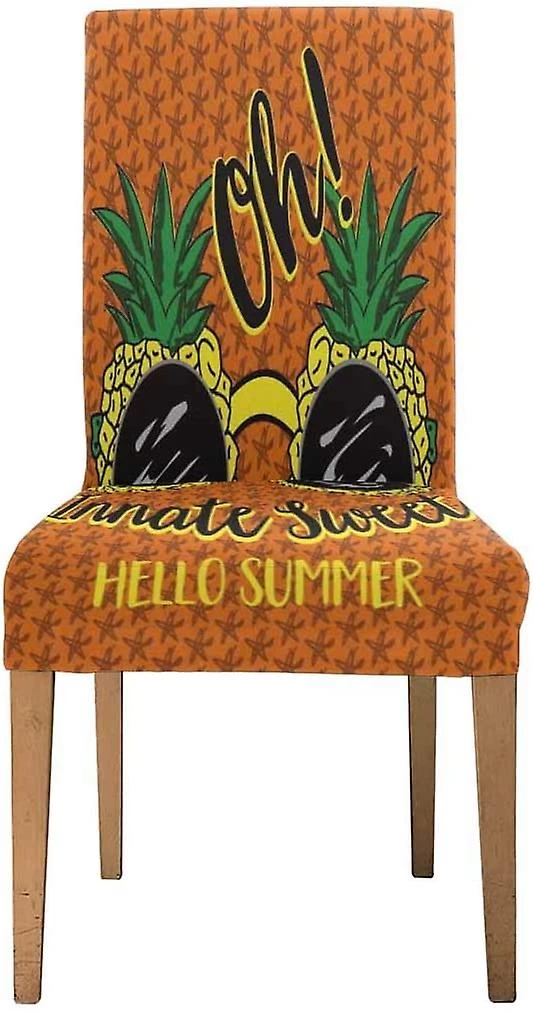 Pineapple Fruit In The Glasses Stretch Chair Cover Protector Seat Slipcover For Dining Room Hotel Wedding Party Set Of 6 - Image 4
