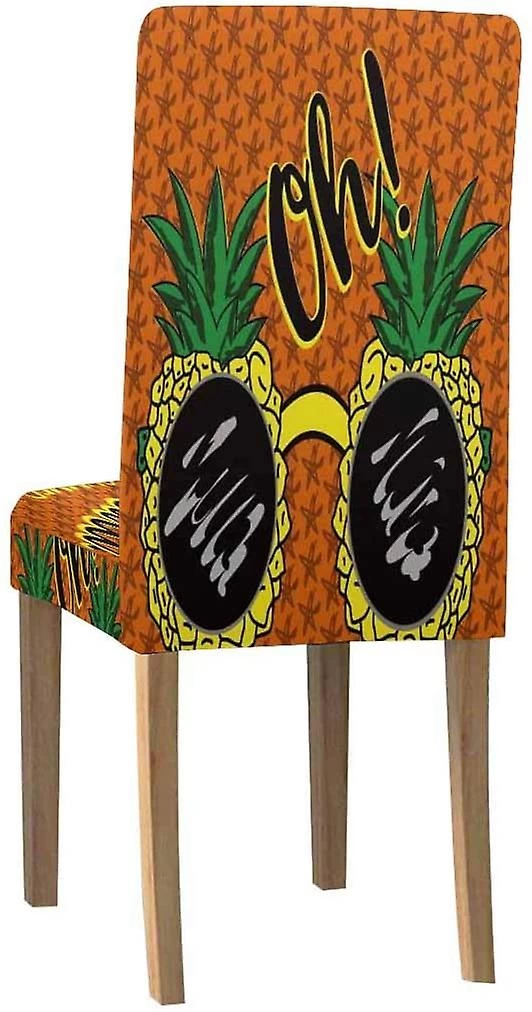 Pineapple Fruit In The Glasses Stretch Chair Cover Protector Seat Slipcover For Dining Room Hotel Wedding Party Set Of 6 - Image 5